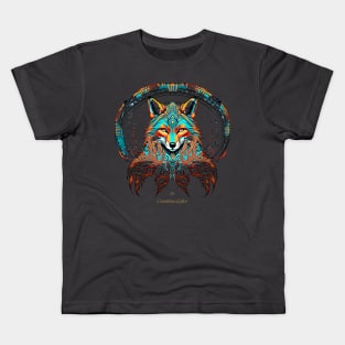 Tribal Fox psychadelic allure Kids T-Shirt